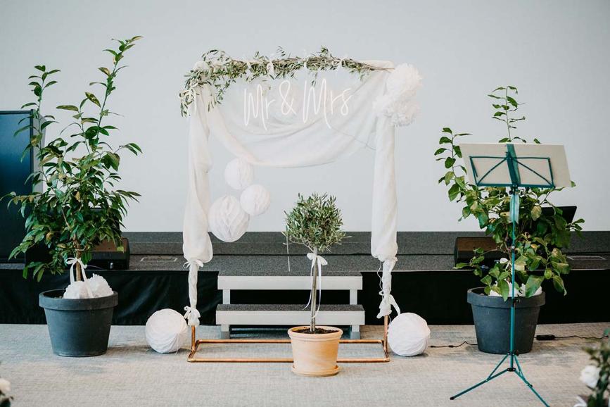 A heartfelt ceremony in a beautifully decorated interior