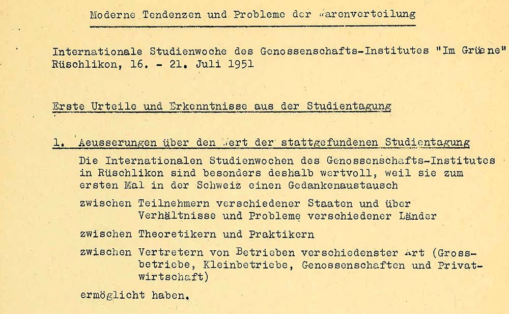 Protokoll Studienwoche von 1951